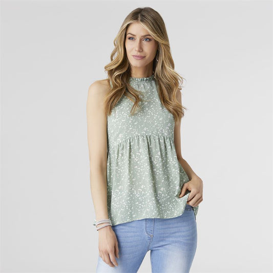 Kamron Ruffle Neck Peplum Tank