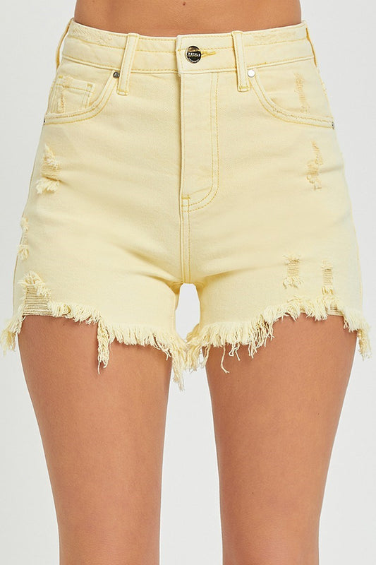 High Rise Distressed Shorts