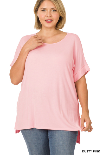 Plus Size Short Sleeve Boat Neck Top