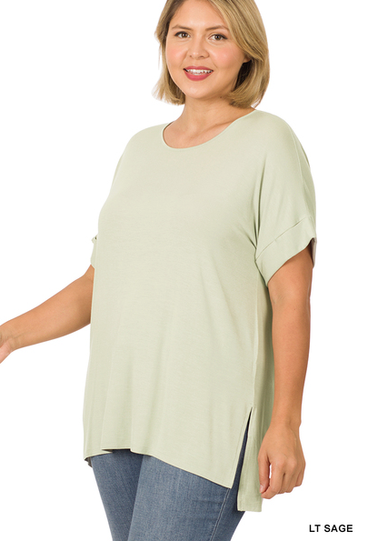 Plus Size Short Sleeve Boat Neck Top