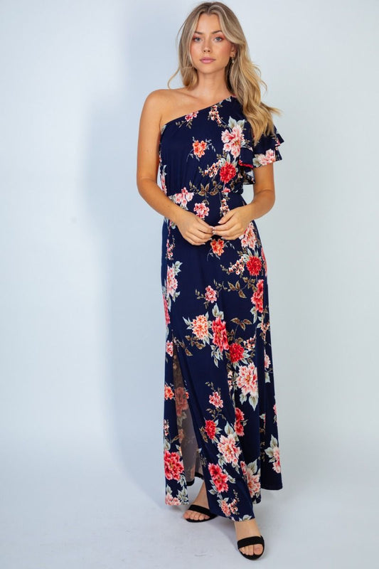 Floral Print Knit Off-Shoulder Dress