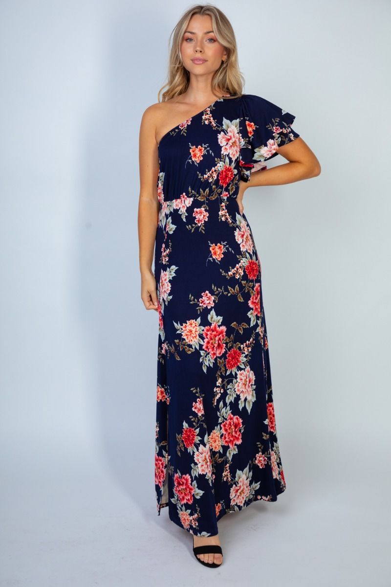 Floral Print Knit Off-Shoulder Dress