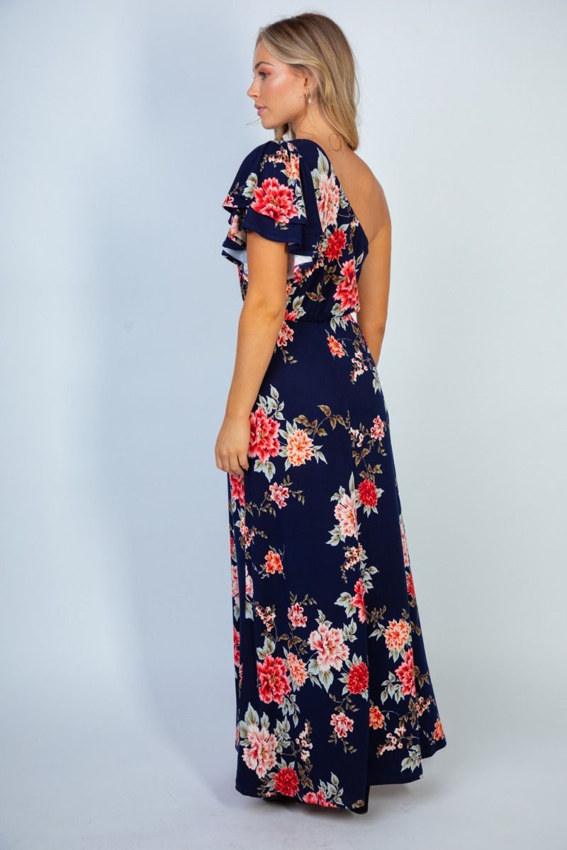 Floral Print Knit Off-Shoulder Dress