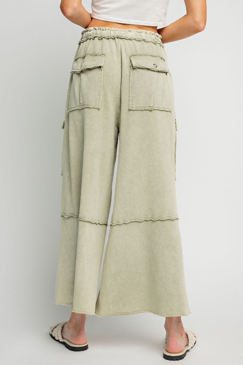 Mineral Washed Wide Leg Cargo Pant