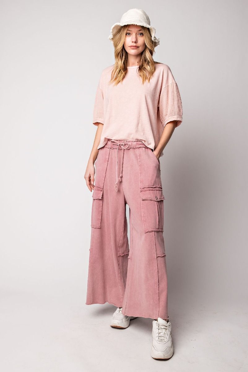 Mineral Washed Wide Leg Cargo Pant