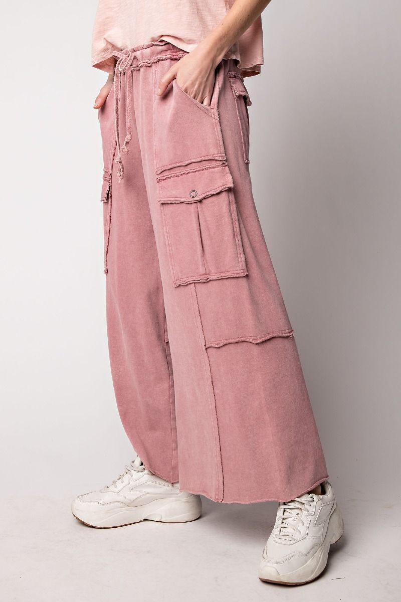 Mineral Washed Wide Leg Cargo Pant