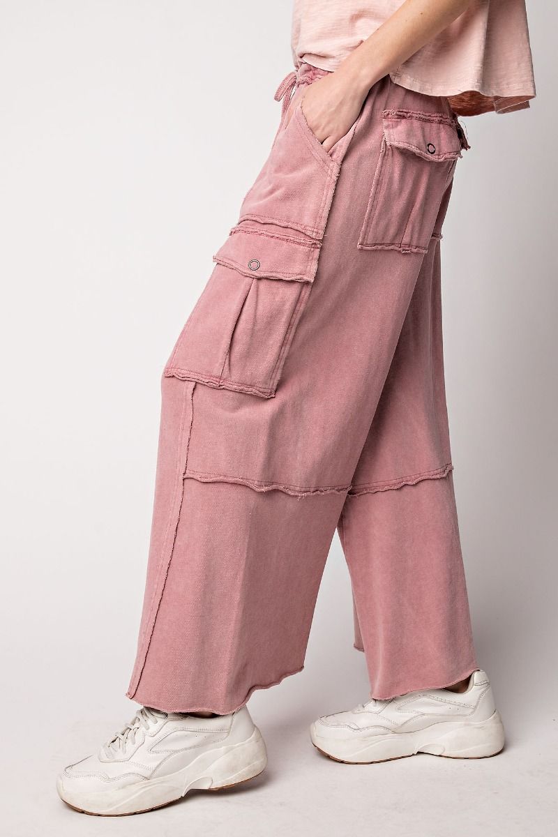 Mineral Washed Wide Leg Cargo Pant