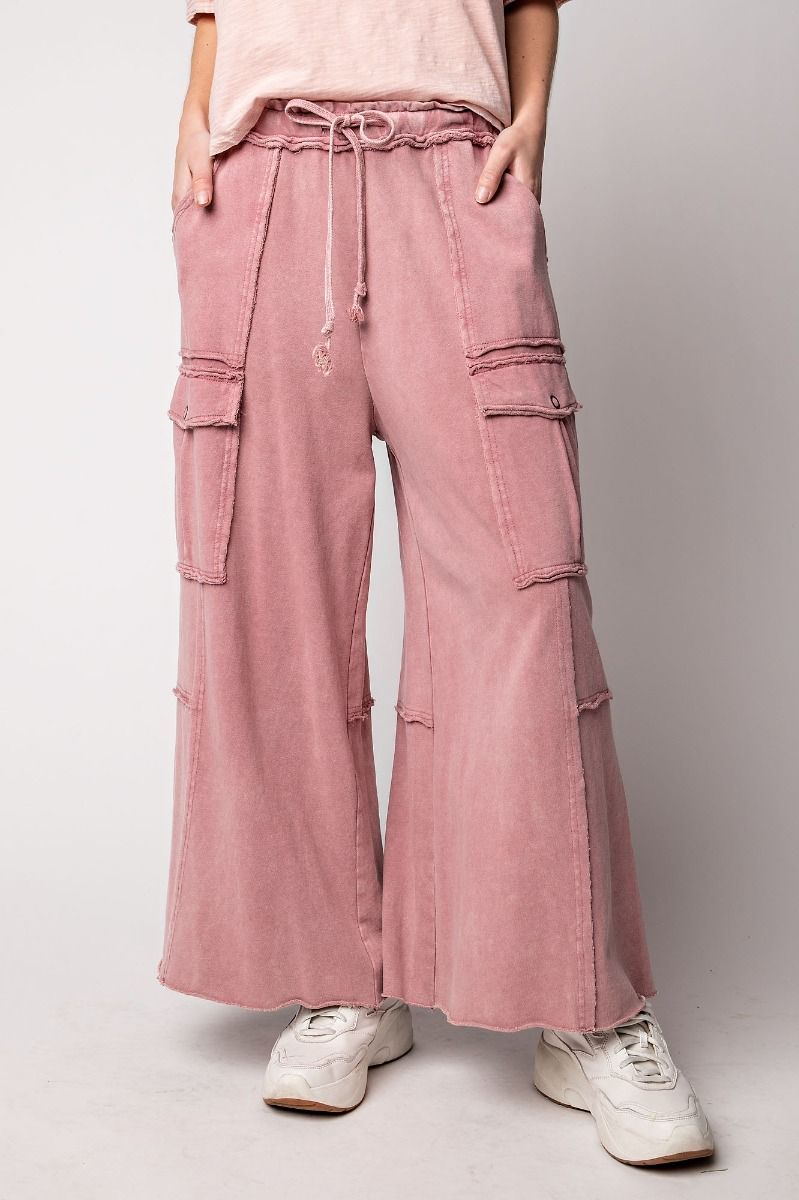 Mineral Washed Wide Leg Cargo Pant