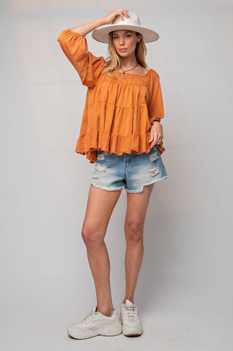 Mineral Washed Tiered Top