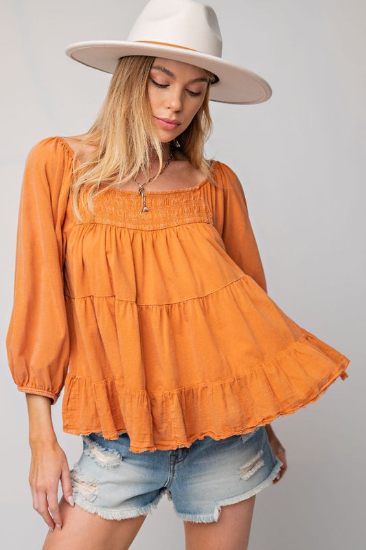 Mineral Washed Tiered Top