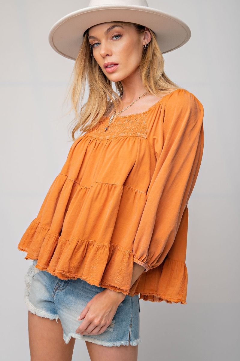 Mineral Washed Tiered Top