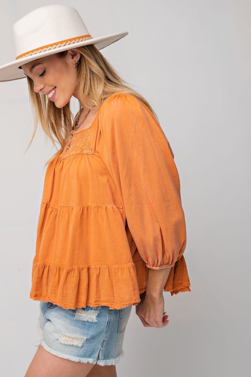 Mineral Washed Tiered Top