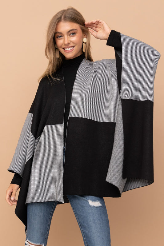 Luxurious Heavy Knit Plaid Cape