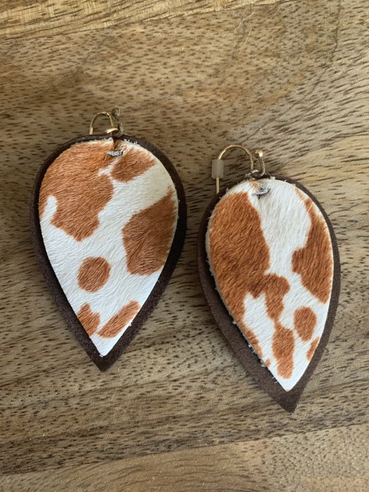 Cowhide Teardrop Earrings