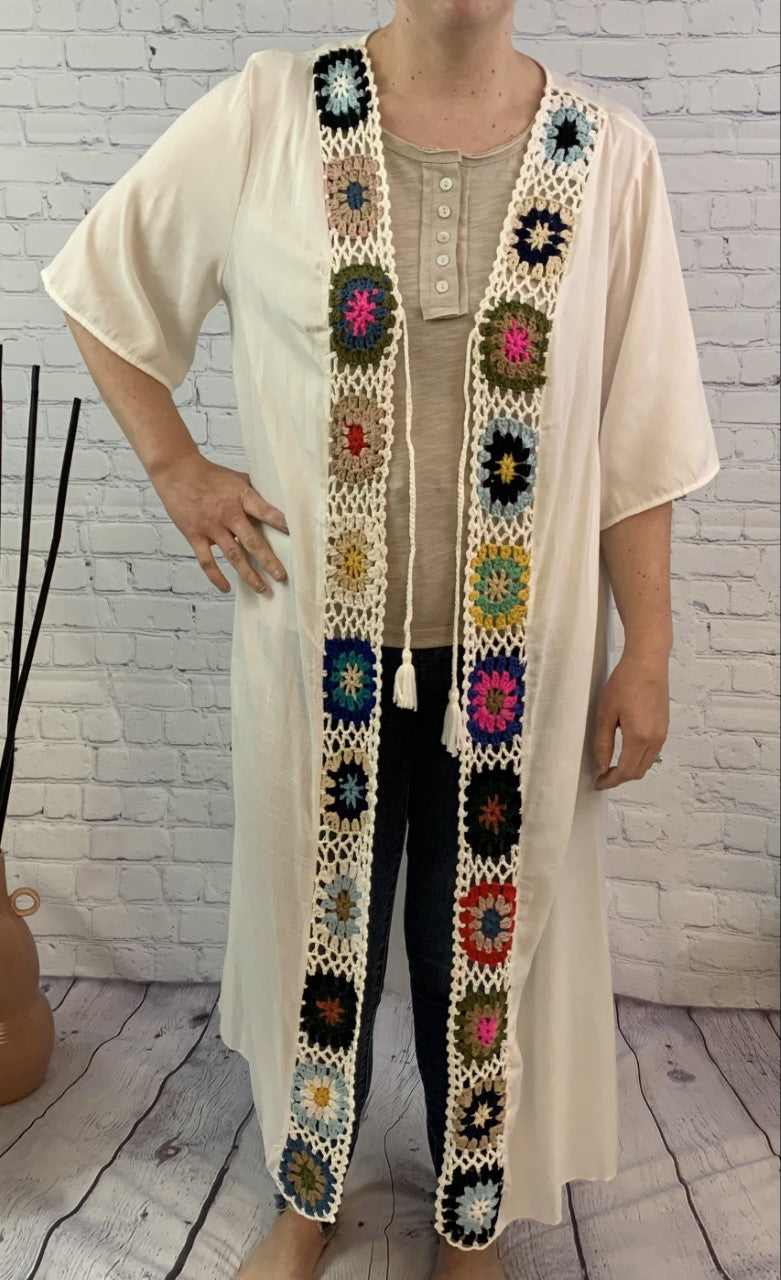 Crochet Rimmed Kimono