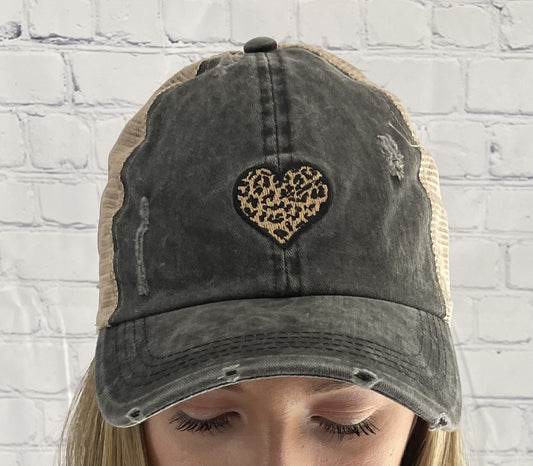 Leopard Heart Baseball Cap