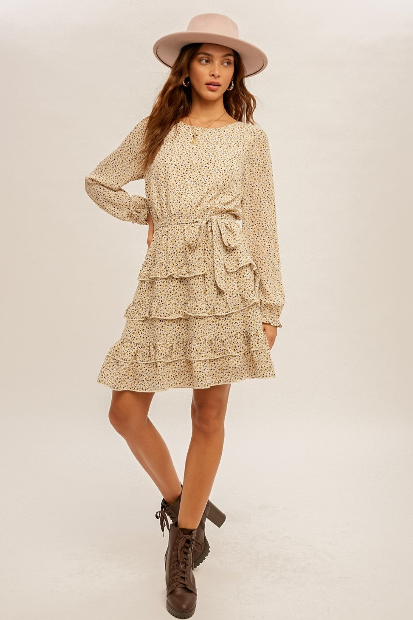 Bubble Print Ruffle Dress