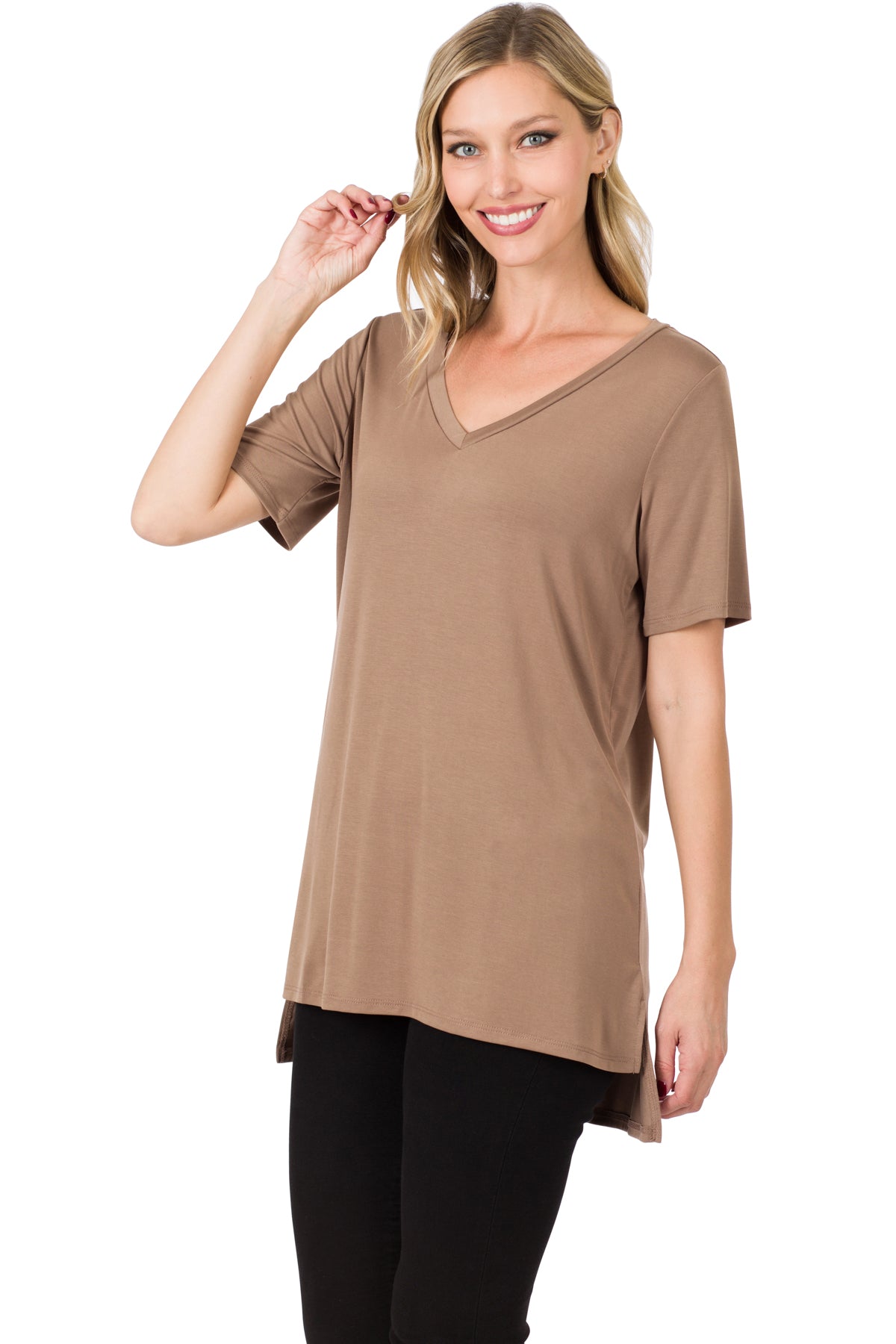 V-Neck High-Low Hem Top