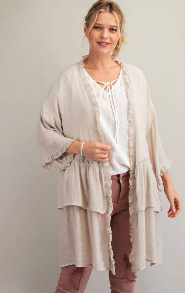 Ruffled Short Sleeve Cardigan