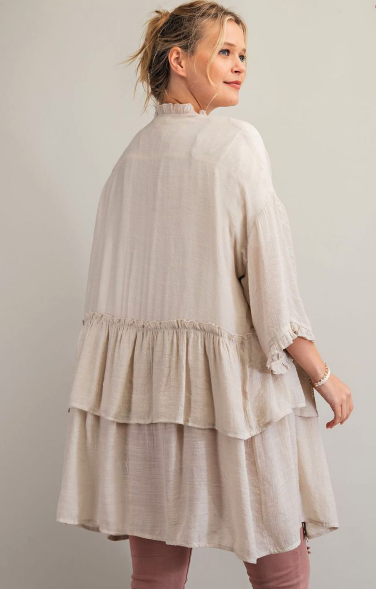 Ruffled Short Sleeve Cardigan