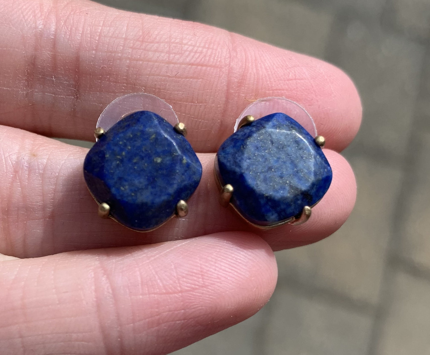 Navy Stone Stud Earring