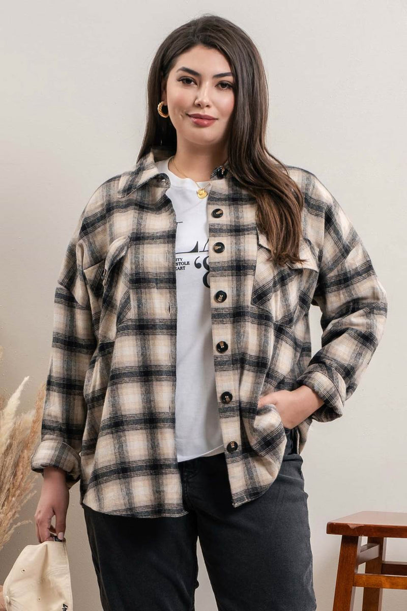 Plus Size Plaid Shacket