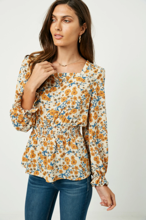 Floral Print Peplum Blouse