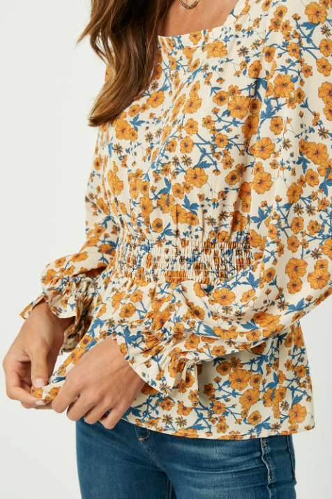 Floral Print Peplum Blouse