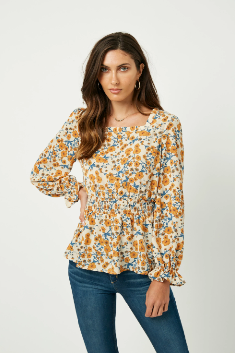 Floral Print Peplum Blouse