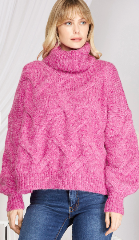 Soft Cable Knit Turtleneck Sweater