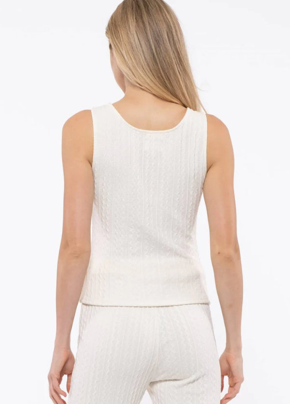 Sleeveless Cable Knit Top