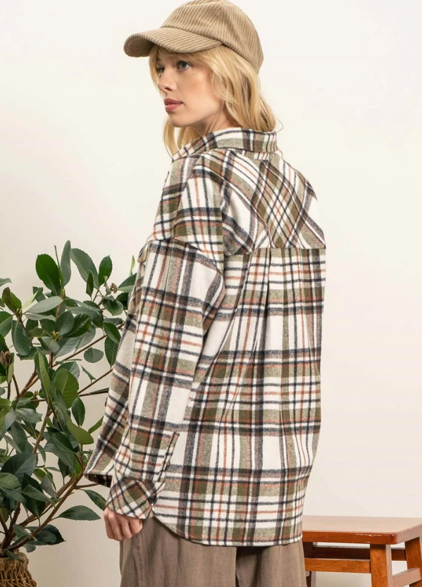 Plaid Extended Shoulder Shacket