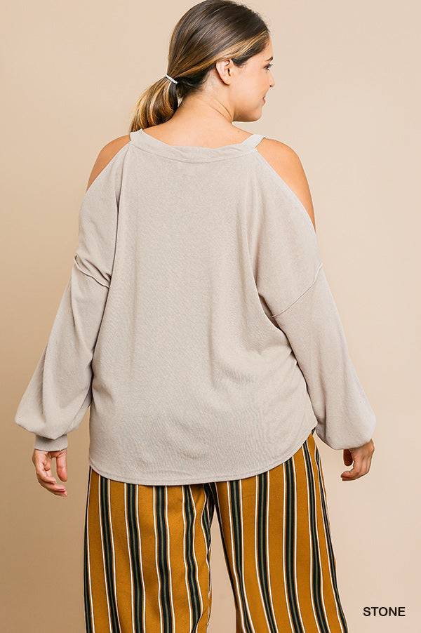 Long Sleeve Cold Shoulder Top