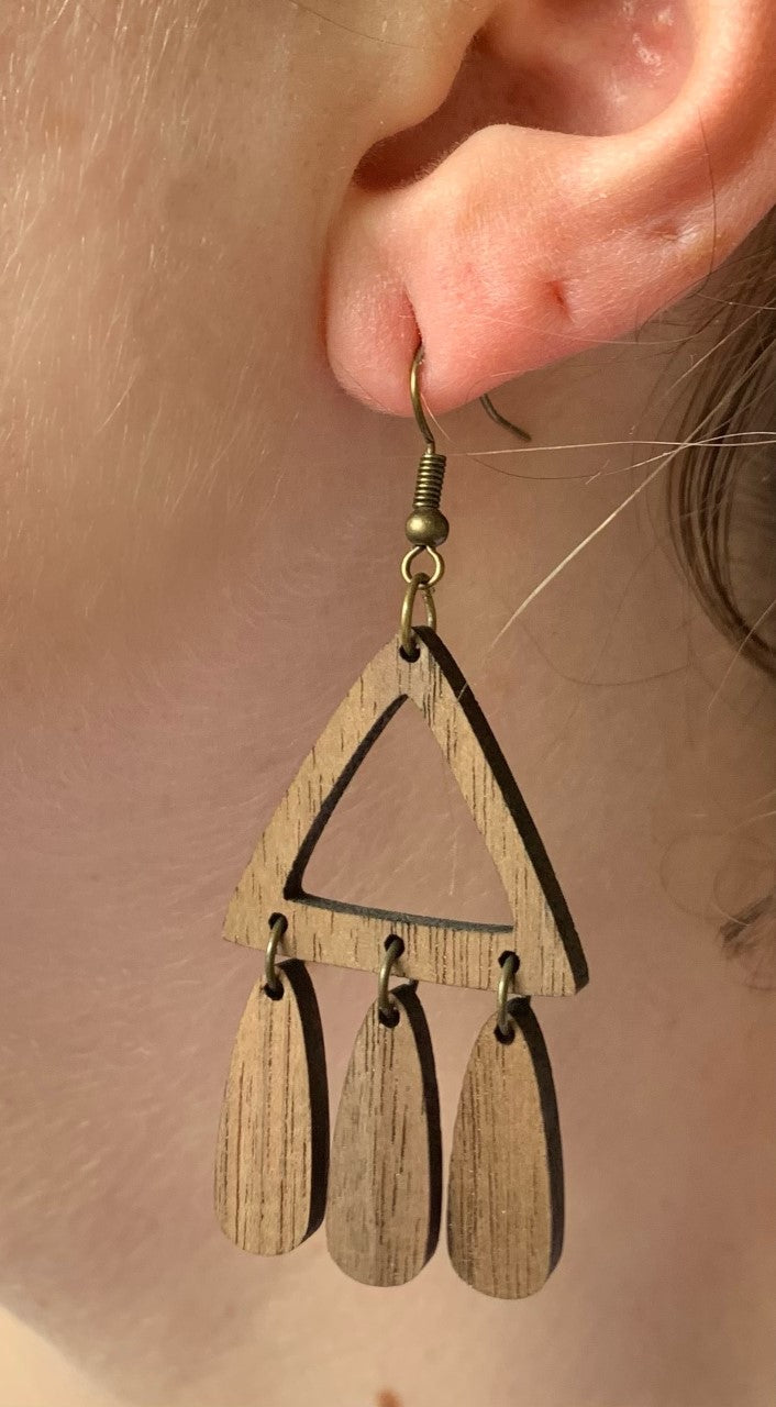 Tiered Dangle Wood Earrings
