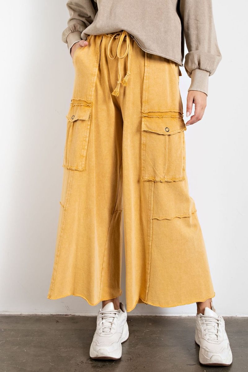 Mineral Washed Wide Leg Cargo Pant