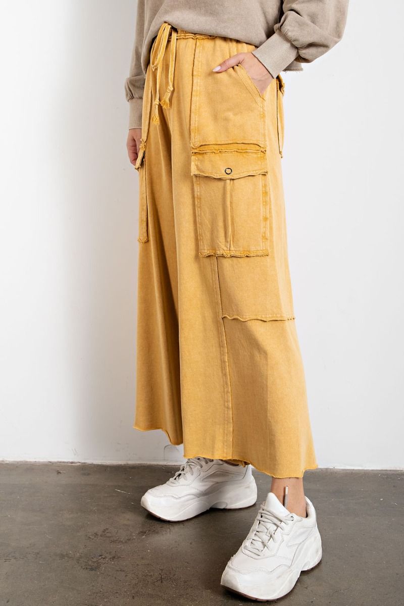 Mineral Washed Wide Leg Cargo Pant