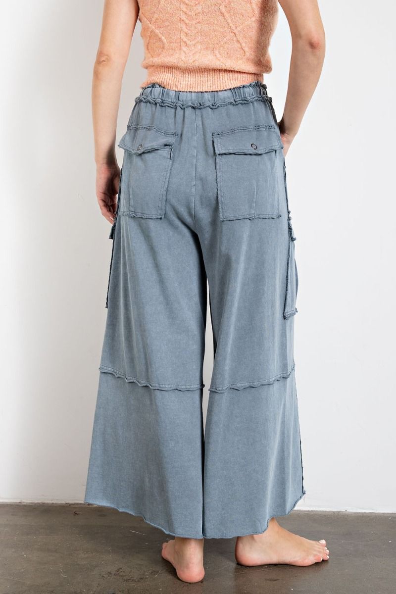 Mineral Washed Wide Leg Cargo Pant