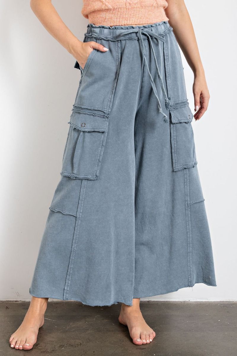 Mineral Washed Wide Leg Cargo Pant