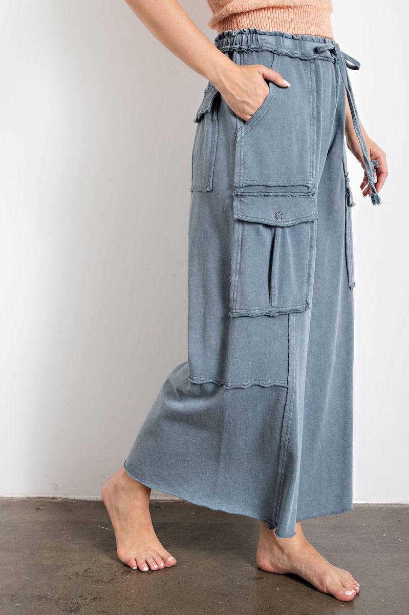 Mineral Washed Wide Leg Cargo Pant