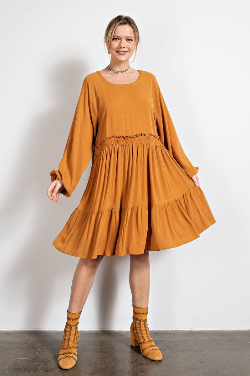 Long Sleeve Ruffled Bottom Dress