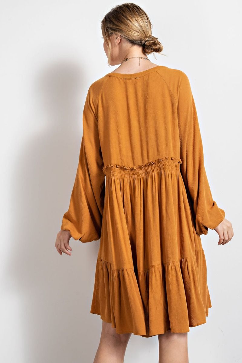 Long Sleeve Ruffled Bottom Dress