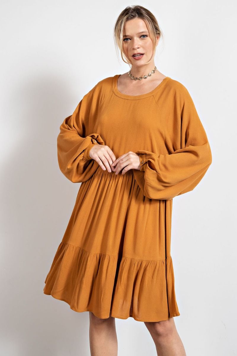 Long Sleeve Ruffled Bottom Dress