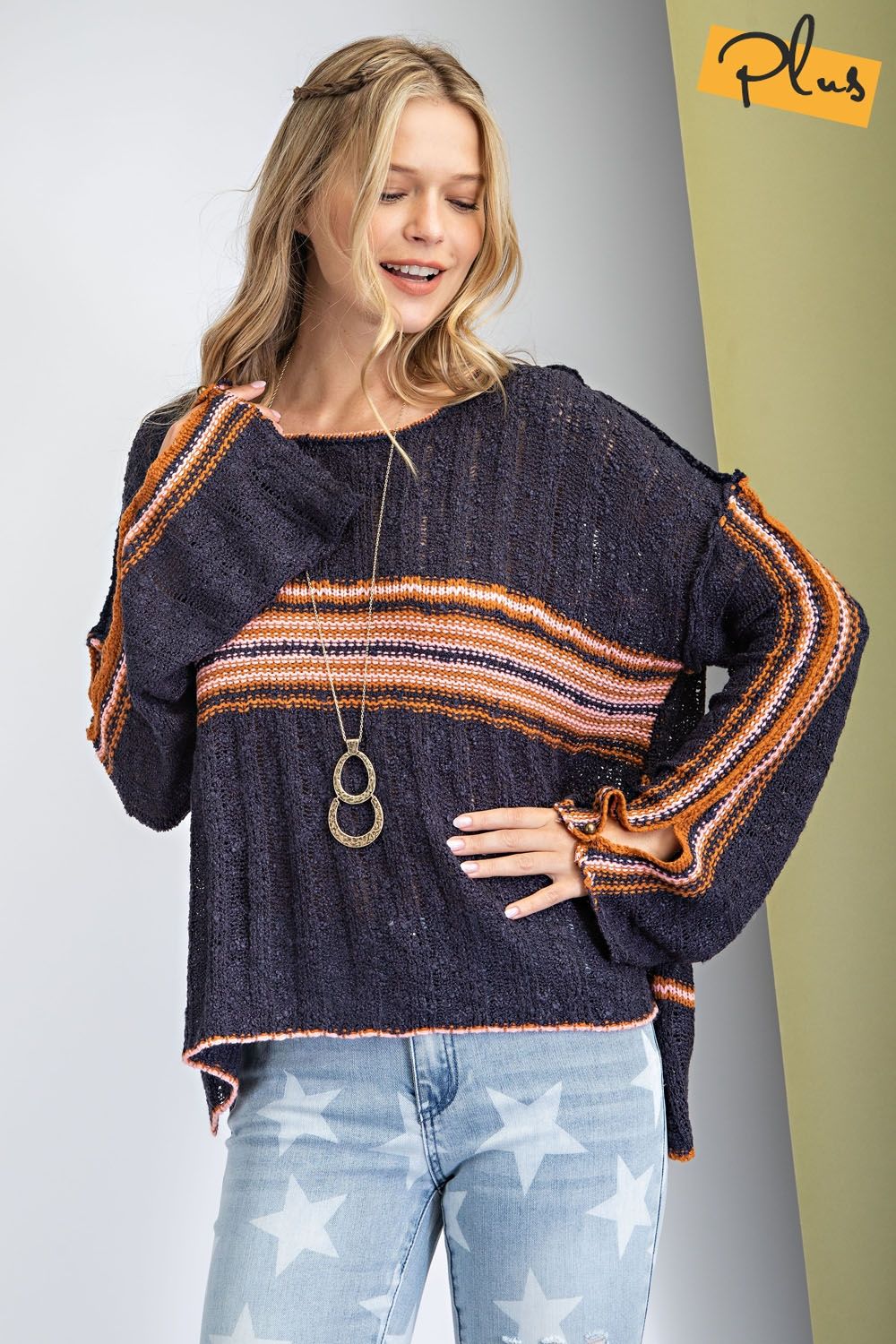 Boho Coffee Date Striped Sweater