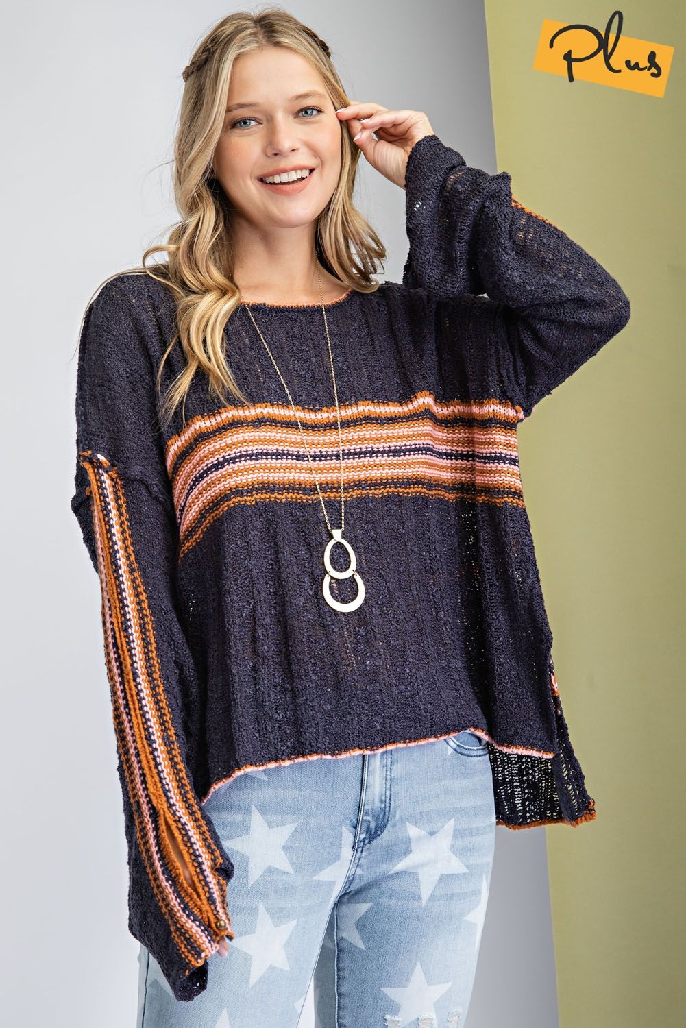 Boho Coffee Date Striped Sweater