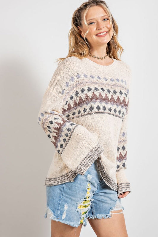 Boho Pattered Pullover Sweater