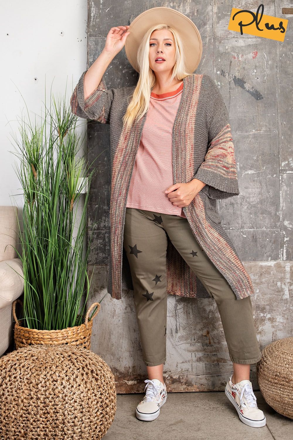 Plus Size Wide Sleeve Boho Cardigan Sweater