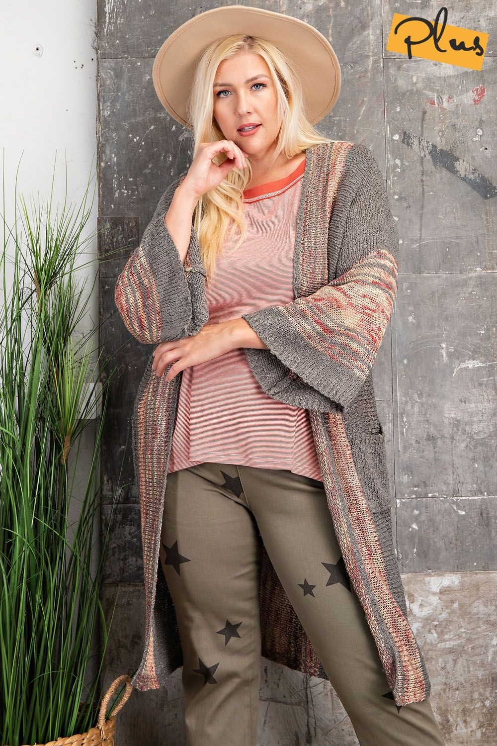 Plus Size Wide Sleeve Boho Cardigan Sweater